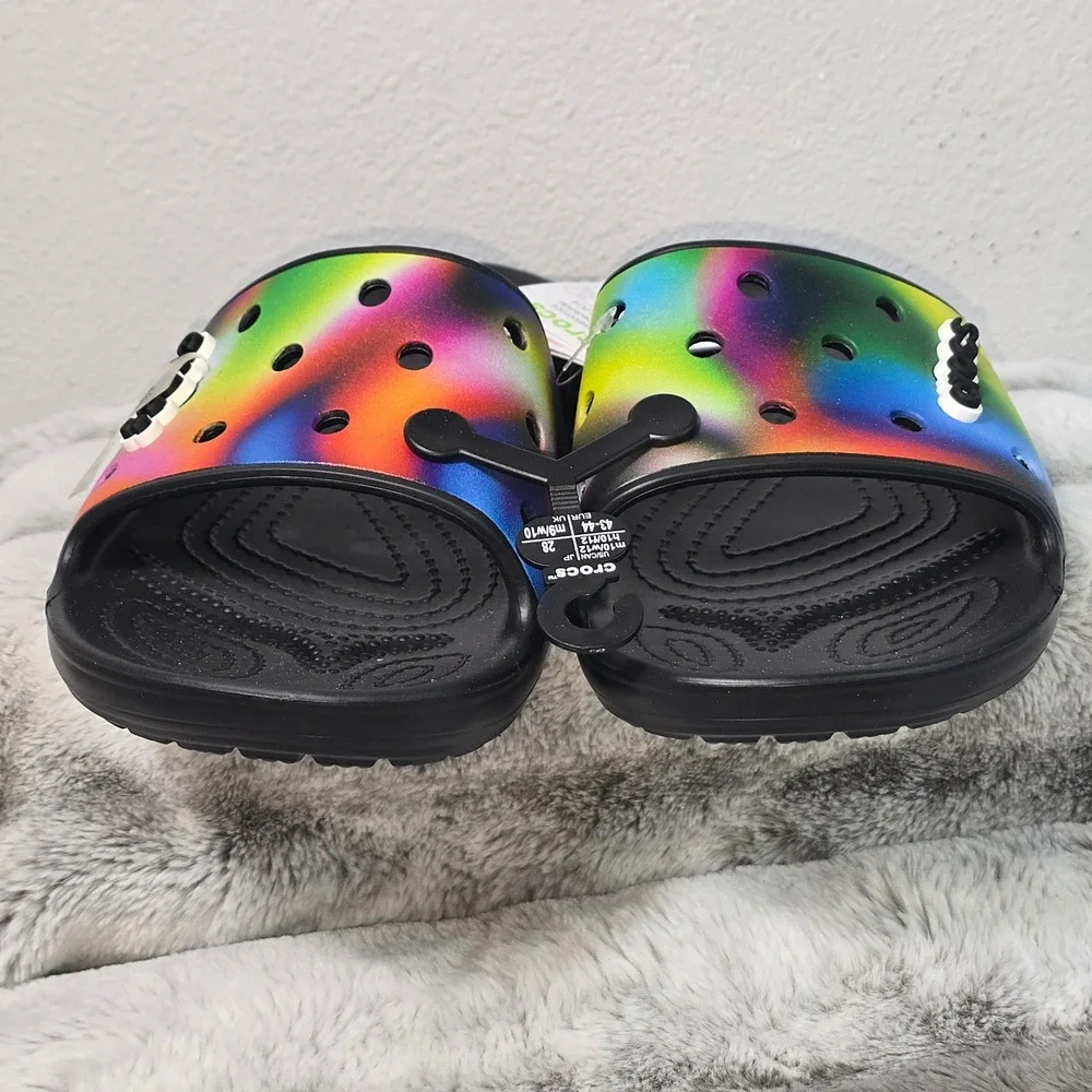NWT Crocs Classic Solarized Slide Multi Color Rainbow Sandals 207557-0C4 Mens 10